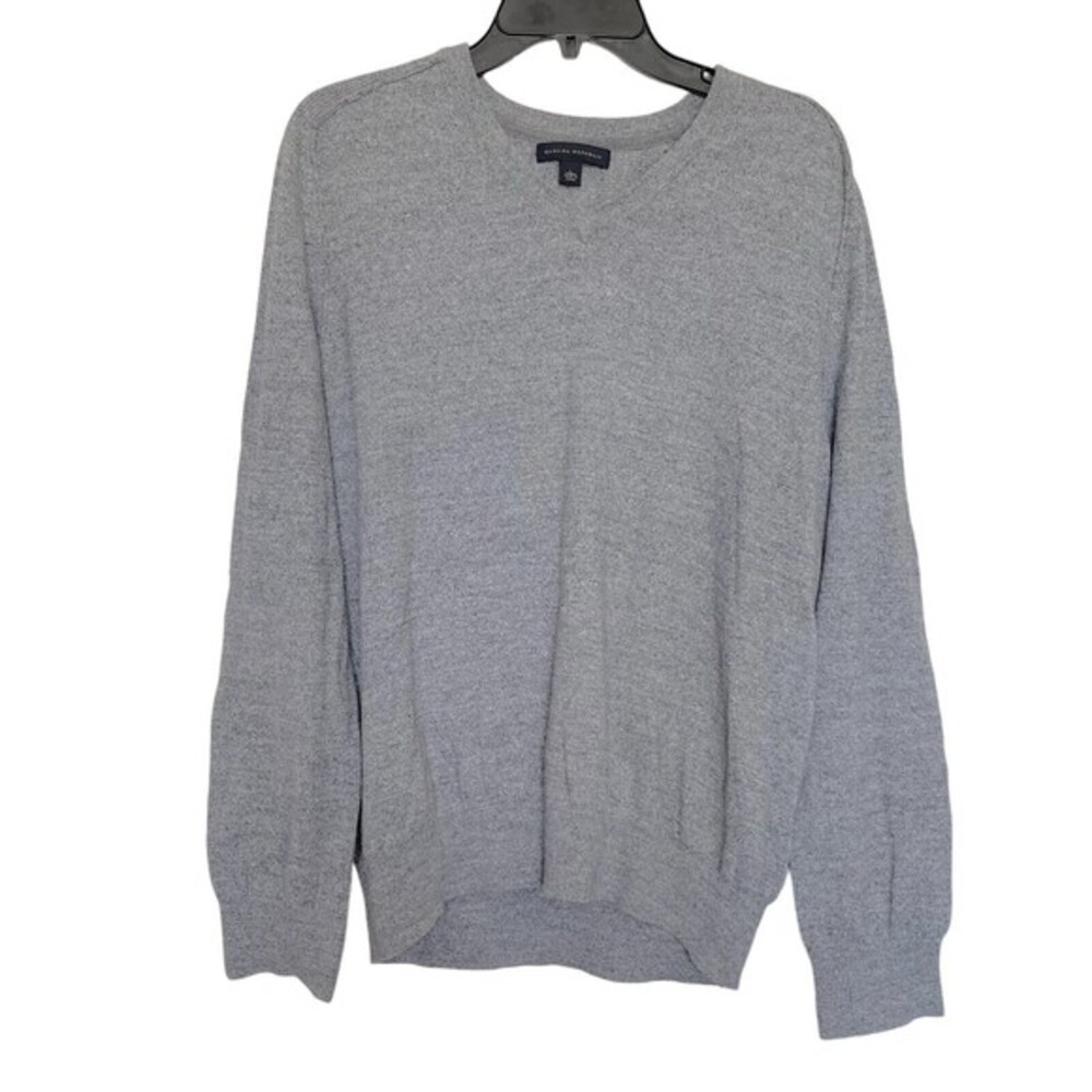 Banana Republic Mens Gray Sweater Knit Long Sleeve Textured Size Large V Neck